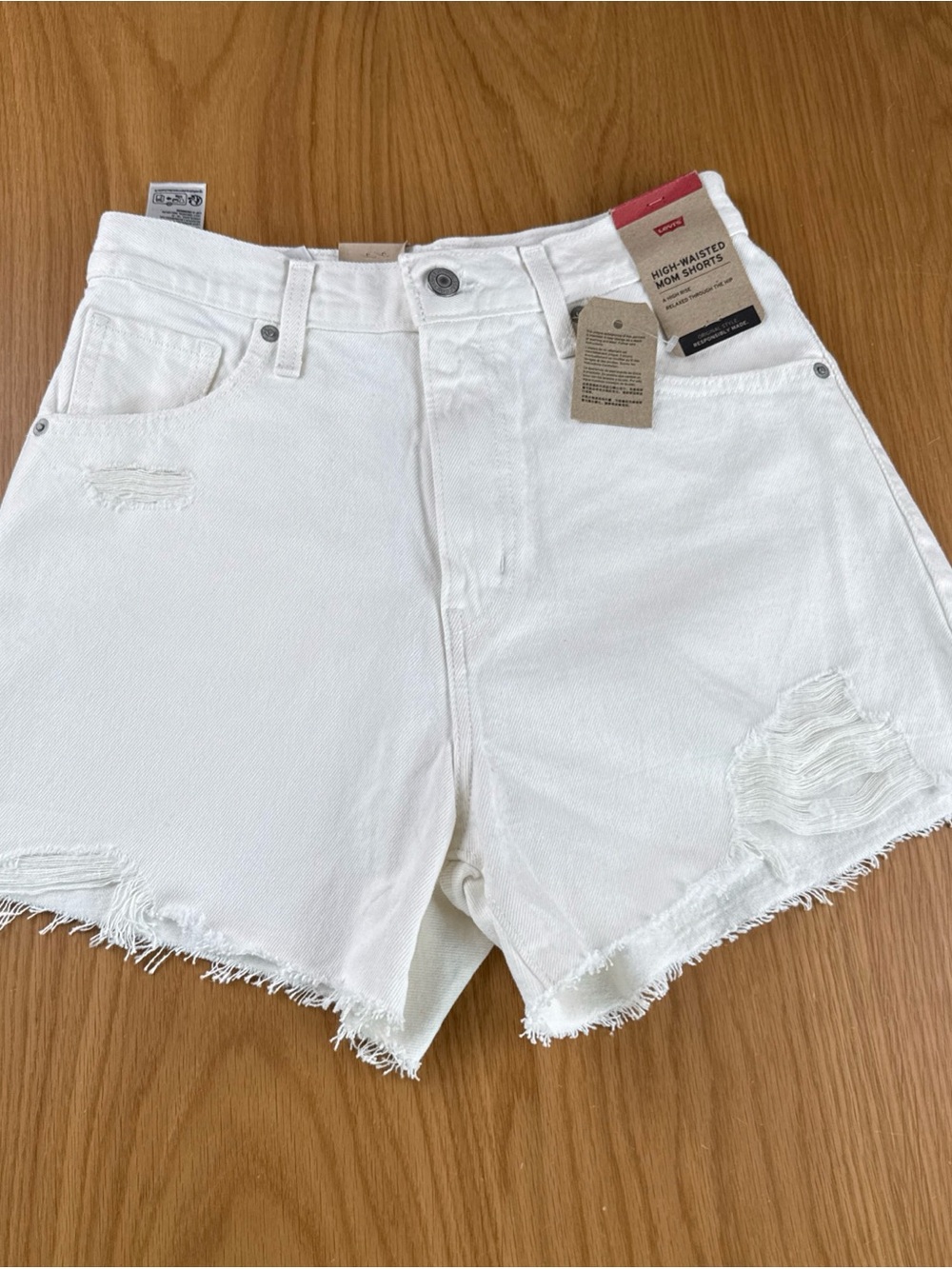 Levi's® Women's High-Waisted Mom Shorts Destroyed - White Style A19650013